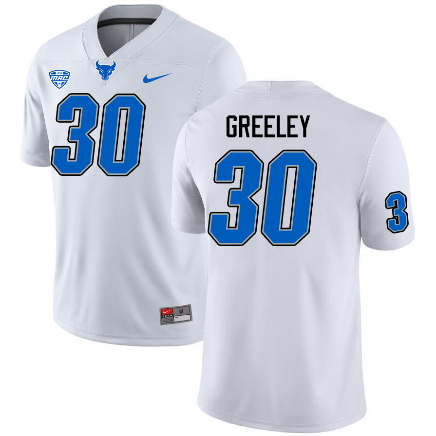 Buffalo Bulls #30 D'Andre Greeley College Football Jerseys Stitched Sale-White